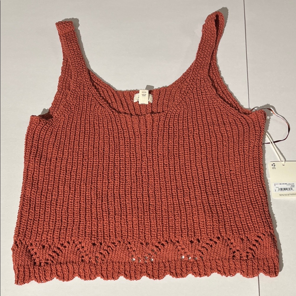 ANA A New Approach Womens Crochet Knit Tank Top Fire Coral Medium NEW! Summer